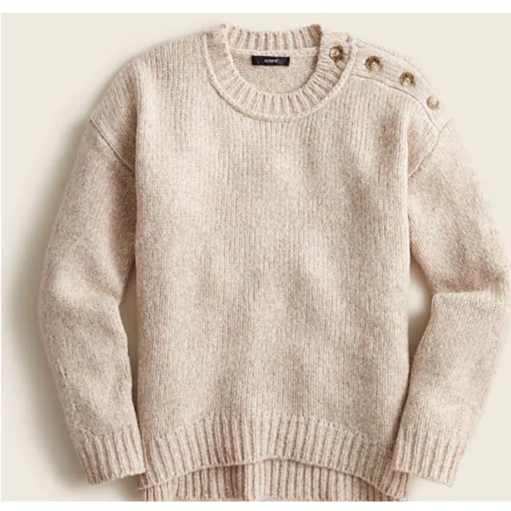 J. Crew Button-shoulder heathered crewneck sweater Size M EUC